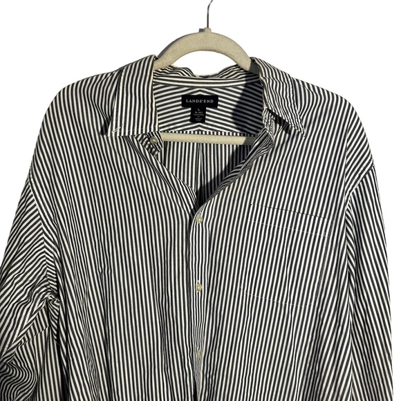 Lands' End Men's Sz L (16-16.5) Traditional Fit Striped Button Up Dress Shirt - Picture 2 of 7